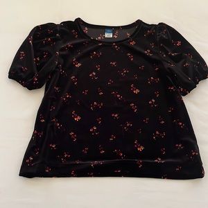Old Navy Black Velour Puff Sleeve, Size L (10-12)